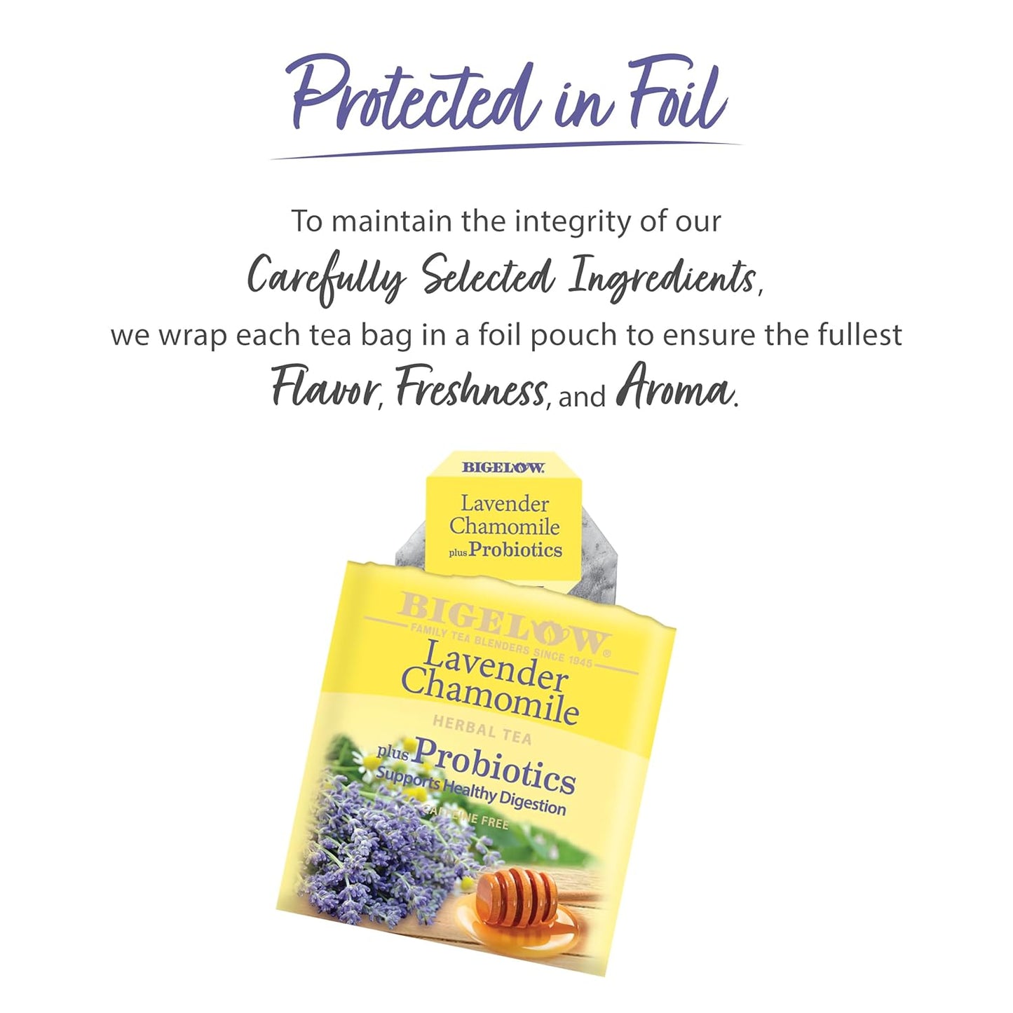 BIGELOW HERBAL TEA Lavender Chamomile + Probiotics, 18 Tea Bags