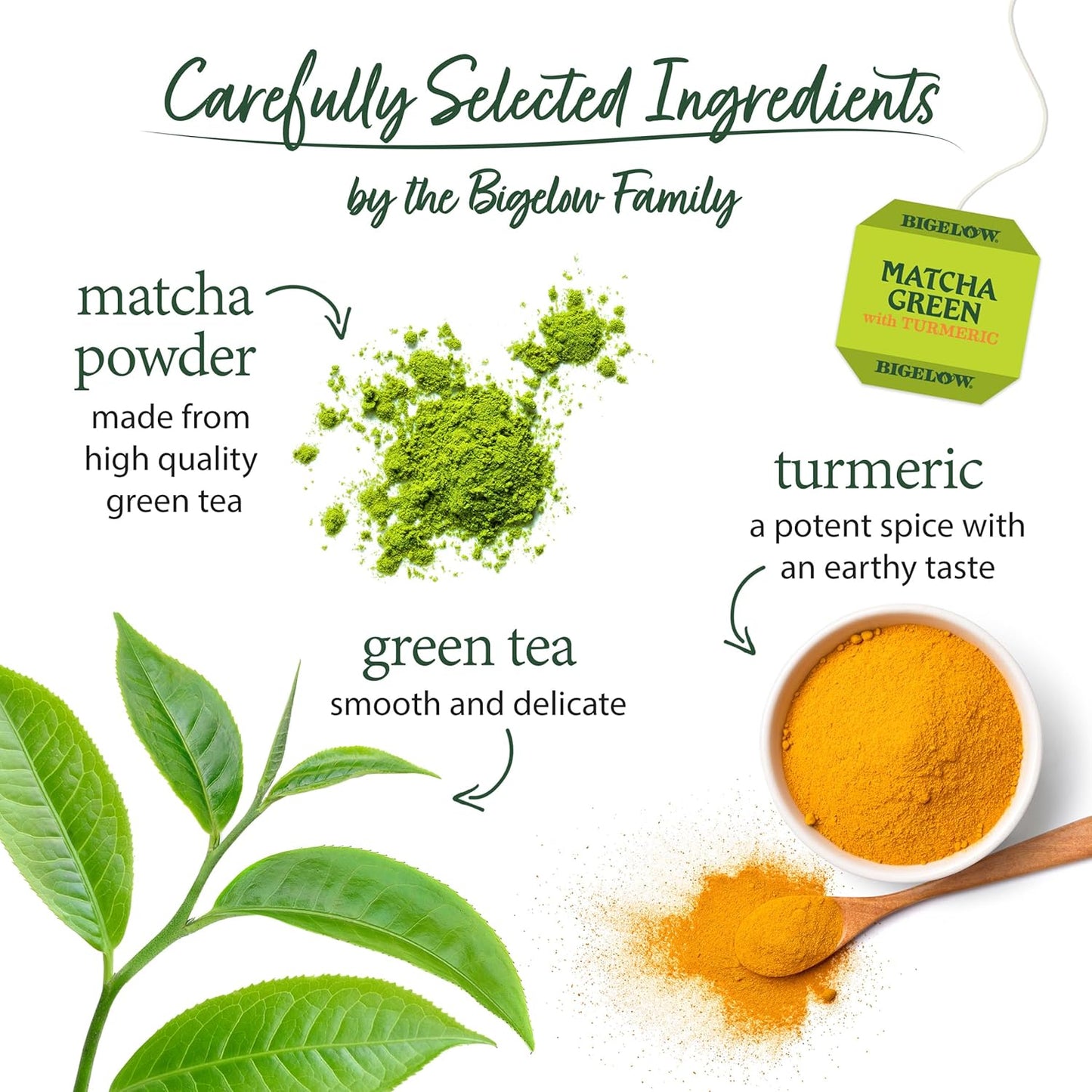 BIGELOW Matcha Green Tea with Turmeric, 18 Tea Bags